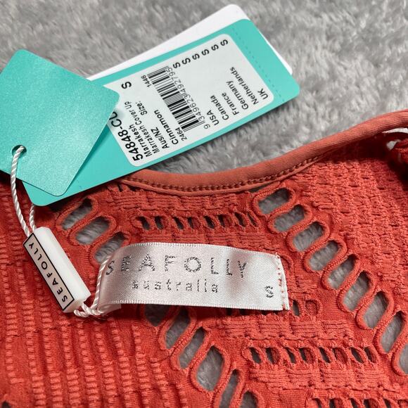 Seafolly Swim Coverup Dress Womens Small Marrakesh Cinnamon Stretchy Fringe New - Picture 3 of 11